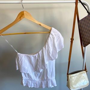 American Eagle Ruffled One Shoulder Bubble Top